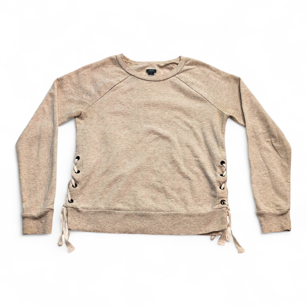 Aerie Gray Lace-Up Side Crewneck Sweater, Size S